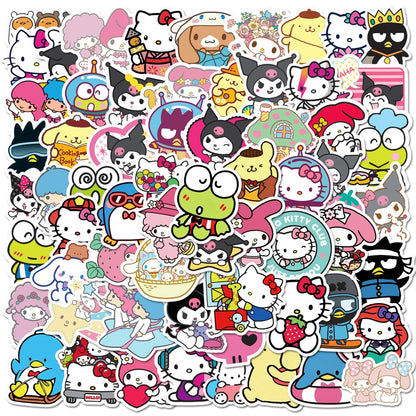 Kawaii Kuromi, My Melody & Hello Kitty Stickers - Cute Cartoon Decals for Laptops, Diaries, Scrapbooks, and DIY Decorations