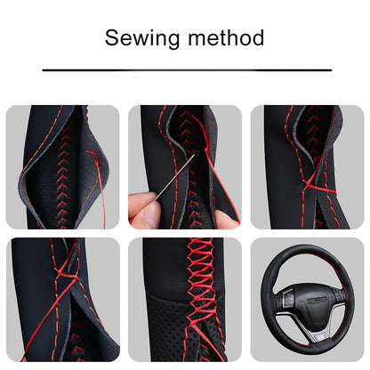 Dual-Tone Carbon Suede Steering Wheel Cover — Non-Slip, Soft Comfort, Universal Fit for Round & D-Type Wheels
