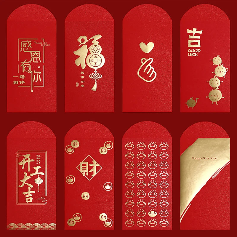 Red Envelopes for Lucky Money - Creative Red Pockets for Birthday, Wedding, and More - Hot Stamping Design - 4pcs/6pcs/10pcs Options