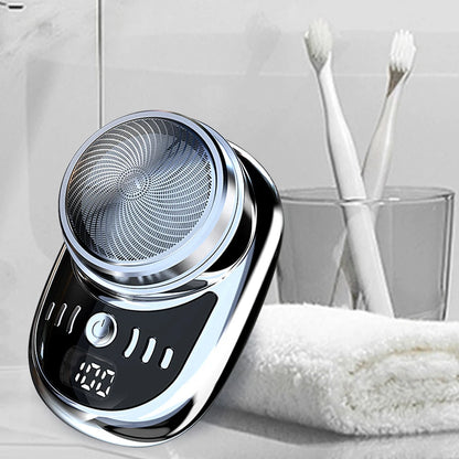 Mini Electric Shaver — Portable USB Rechargeable Travel Razor with Digital Display & Detachable Head for Beard