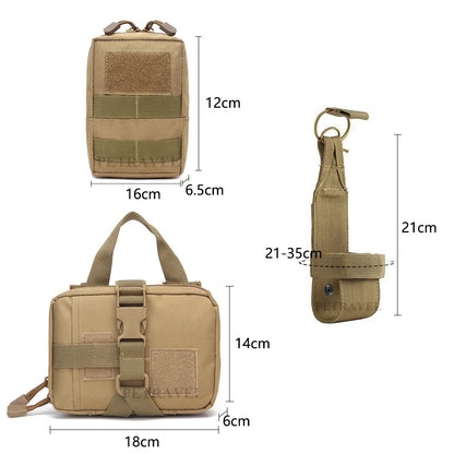 3Pcs Dog Tactical Harness Bags — 2 Pouch MOLLE Set & 1 Belt Bottle Holder for Military Training & Outdoor Use