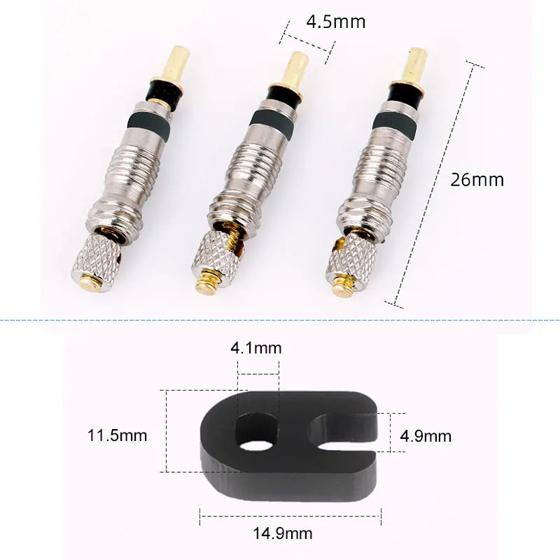 Deemount Presta Valve Core Replacement — Brass FV Nozzle with Alloy Remover Tool for MTB & Road Bikes
