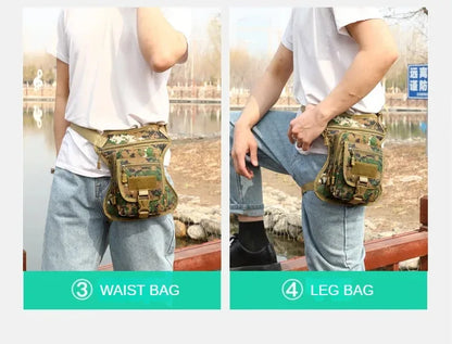 Camouflage Motorcycle Drop Leg Bag – Waterproof, Multifunctional Waist Bag for Travel, Hiking & Outdoor Riding