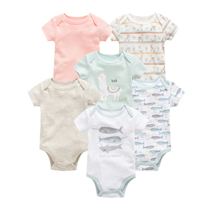 3/6PCS Baby Cotton Bodysuits – Short Sleeve Onesies for Newborns & Toddlers 0-12 Months, Boys & Girls