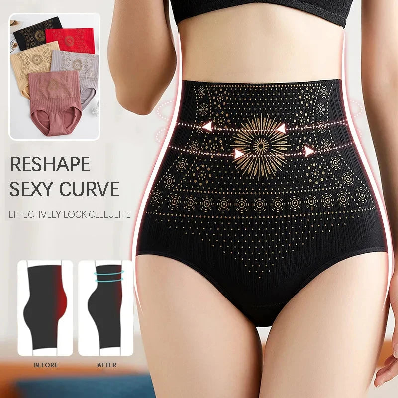 Seamless High-Waist Postpartum Panties - Women's Abdomen and Hip Lift Shaping Briefs - Plus Size Breathable Slimming Underwear