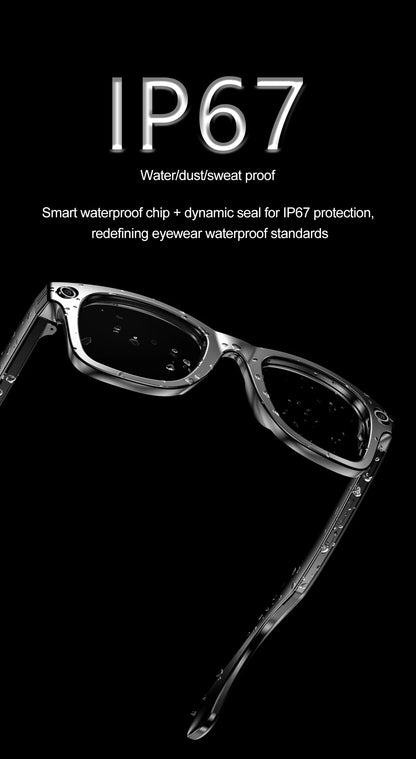 Smart AI Glasses — Video Recording, Photo Recognition, Translation, Bluetooth with 260mAh Battery, IP65 Waterproof