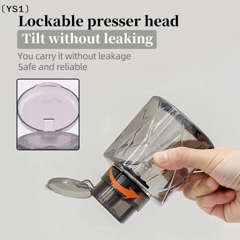 Refillable Lockable Pump Dispenser Bottle - Empty Press Container for Nail Cleaner, Makeup Remover & Personal Care