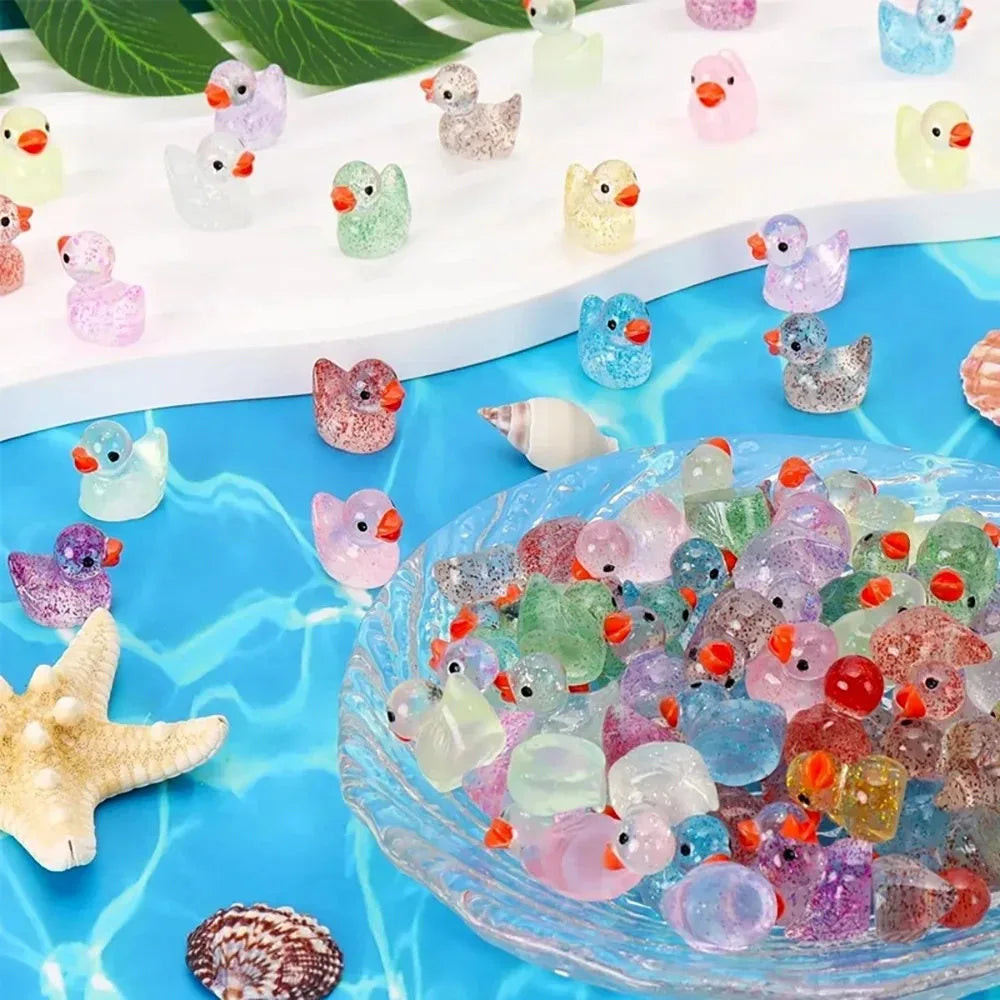 Glitter Mini Resin Ducks - Tiny DIY Garden, Aquarium & Dollhouse Decorations