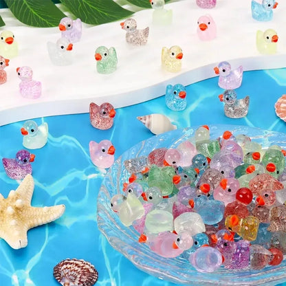 Glitter Mini Resin Ducks - Tiny DIY Garden, Aquarium & Dollhouse Decorations