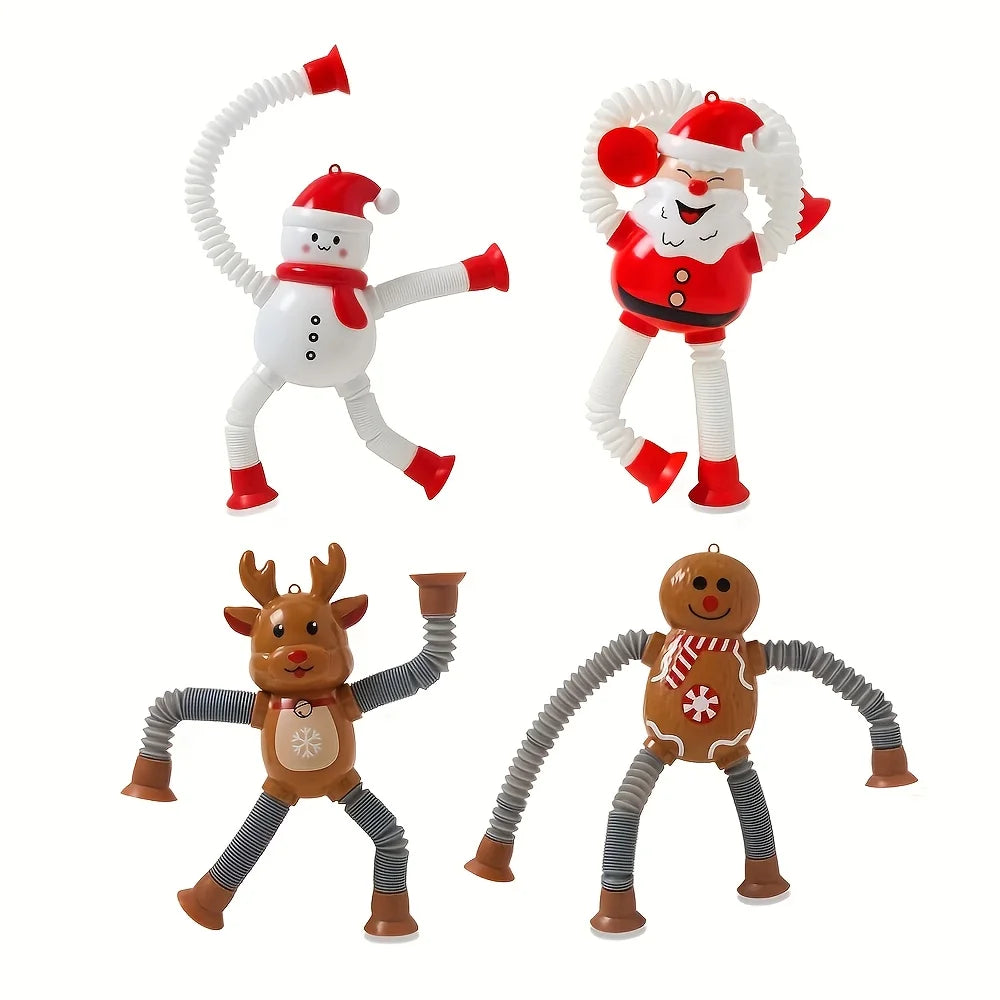 1–4pcs Retractable Santa Claus Toys – Christmas Decompression Toys Featuring Santa, Snowman, Elk & Gingerbread