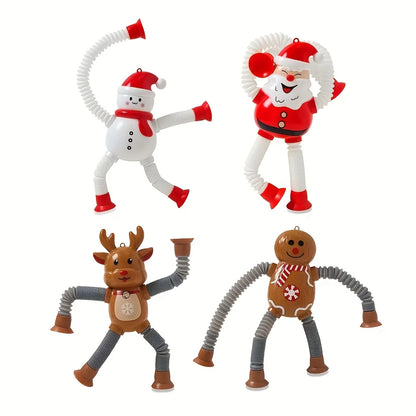 1–4pcs Retractable Santa Claus Toys – Christmas Decompression Toys Featuring Santa, Snowman, Elk & Gingerbread
