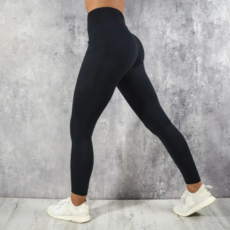 Yoga Fitness Women’s Leggings – High Waist, Butt-Lifting Tights with Pocket, Stretchy Gym Workout & Running Skinny Pants