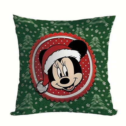 Disney Mickey Mouse Christmas Pillowcase - Festive Sofa Cushion Cover for Living Room and Home Decor