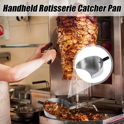 Large Capacity Meat Catcher Pan - Handheld Shawarma, Doner Kebab & Rotisserie Grill Shovel
