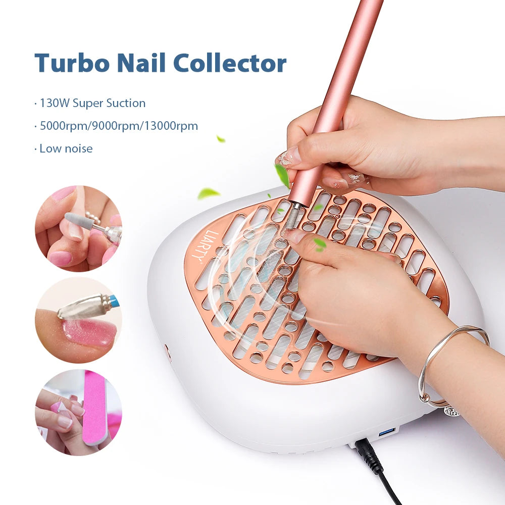 130W Brushless Nail Dust Collector – Powerful Suction Nail Dust Extractor, Manicure Vacuum Cleaner with 2 Filters