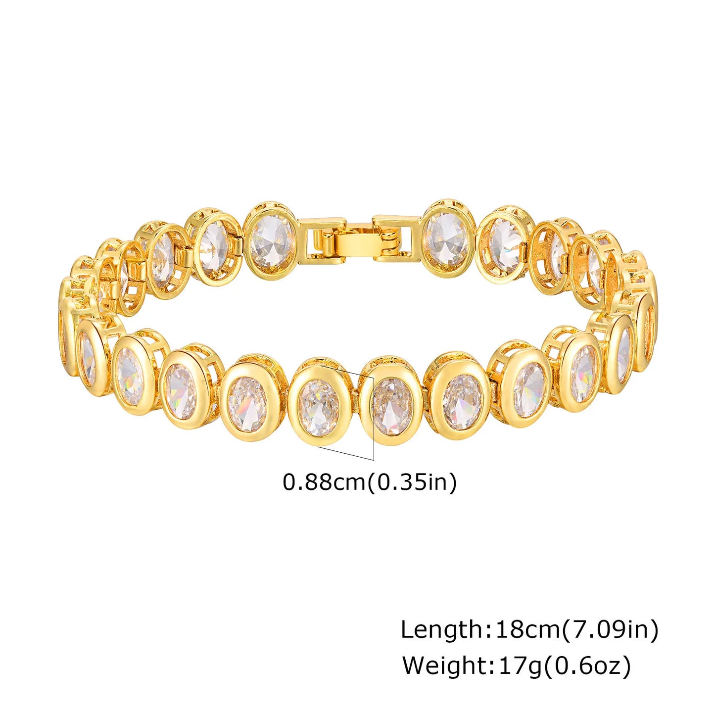 14K Gold Plated Paperclip Chain Bracelet with Cubic Zirconia Chunky Adjustable Link Jewelry for Women