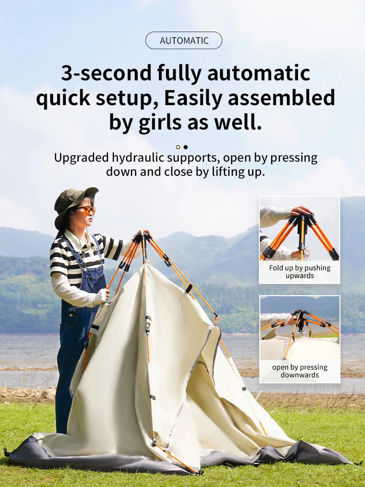 Outdoor Folding Tent – Fully Automatic Quick Open, 3-4 Person Self-Driving Camping Tent, Rain & Sun Proof, Portable