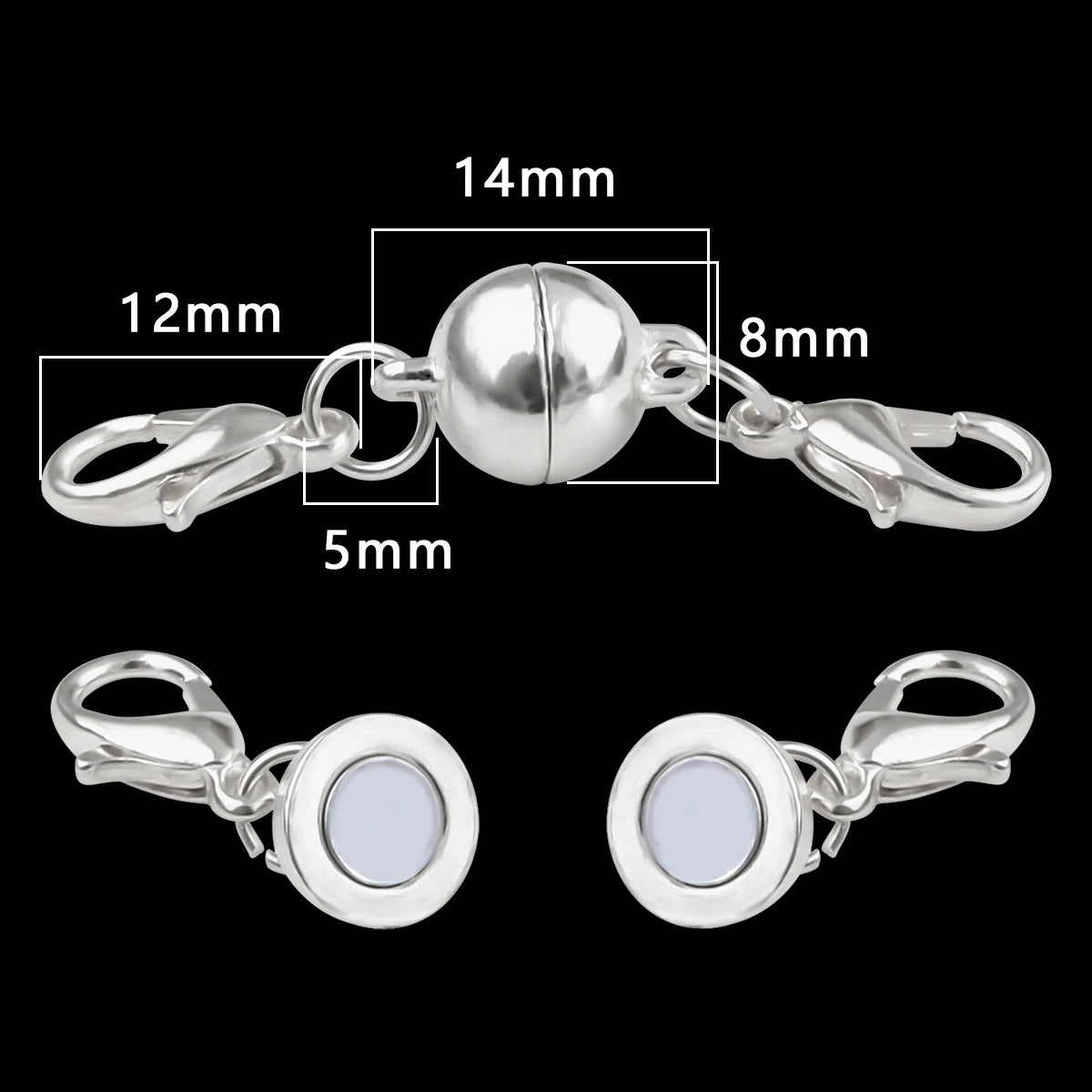 Magnetic Jewelry Clasp - Strong Metal End Connectors with Lobster Clasp for DIY Bracelets & Necklaces