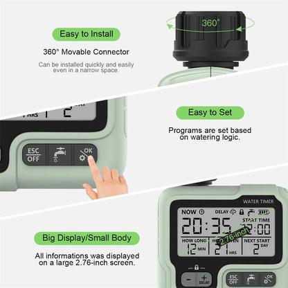 HCT-322 Automatic Water Timer - Digital Garden Irrigation System, Intelligent Outdoor Sprinkler to Save Water and Time