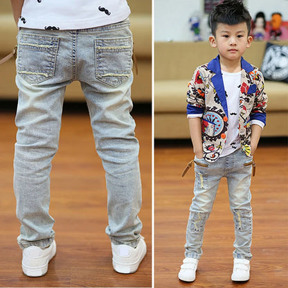 Kids Boys Skinny Jeans - Classic Denim Casual Pants for Ages 5-13