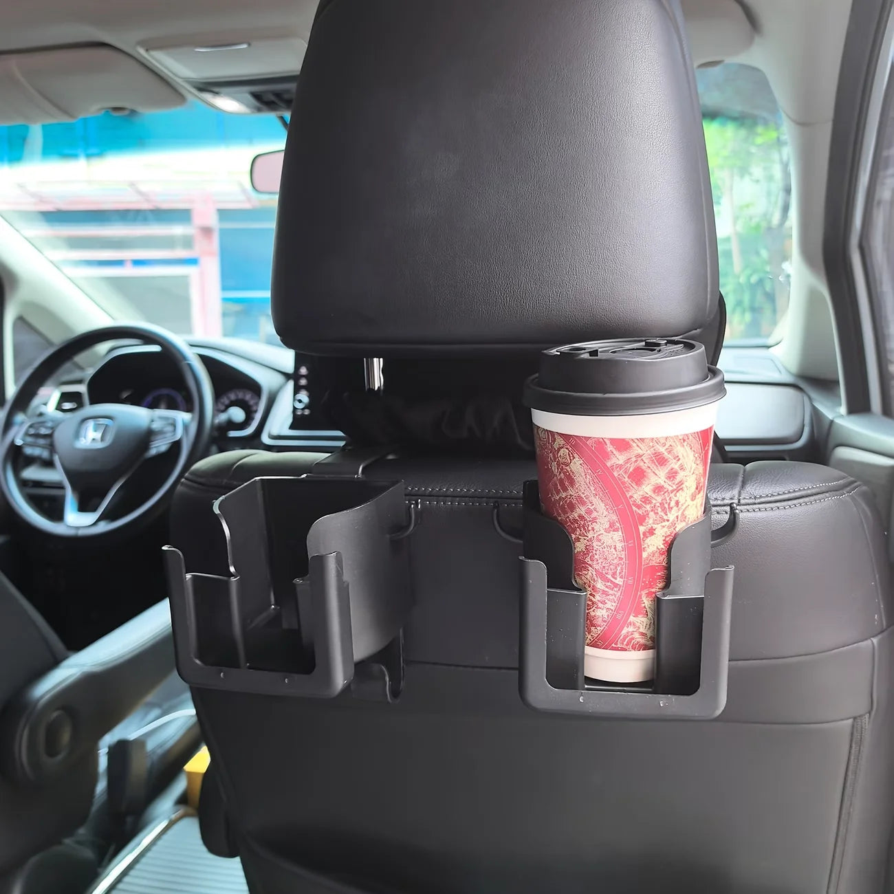 2-Pack Car Seat Back Organizer – Cup Holder, Hook & Phone Bracket Rear Storage for Water Bottle, Phone & Car Interior Accessories