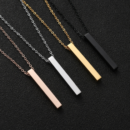 New Black Pillar Necklace for Men & Women, Trendy Stainless Steel 3D Bar Chain, Party Jewelry & Couple Gifts