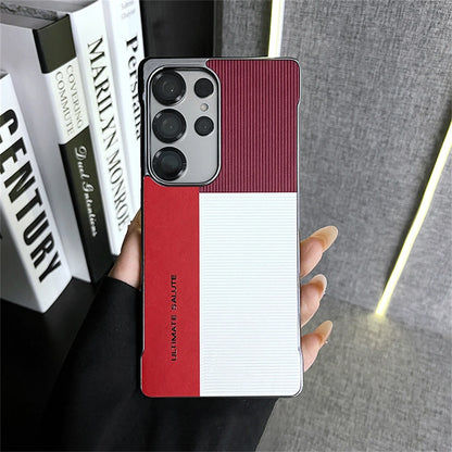 Color Stripe Vegan Leather Phone Case - Frameless Ultra-Thin Shockproof Cover for Samsung Galaxy S25 Edge & S24 Ultra