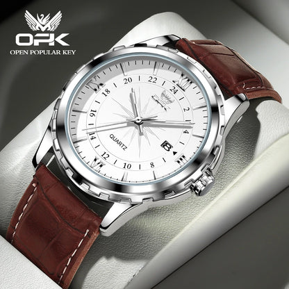 OPK Men's Quartz Watch — Steel Belt Dual Calendar Wristwatch Model 6003