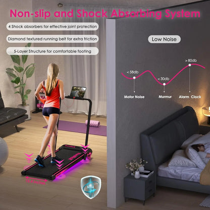 3-in-1 Under Desk Treadmill with Incline & LED Lights – Portable Home Office Treadmill with APP Control & Display
