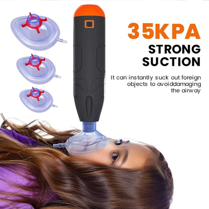 Anti-Choking Rescue Device with 3 Masks – Automatic First Aid CPR Sucker for Adults & Kids, Home Emergency Tool