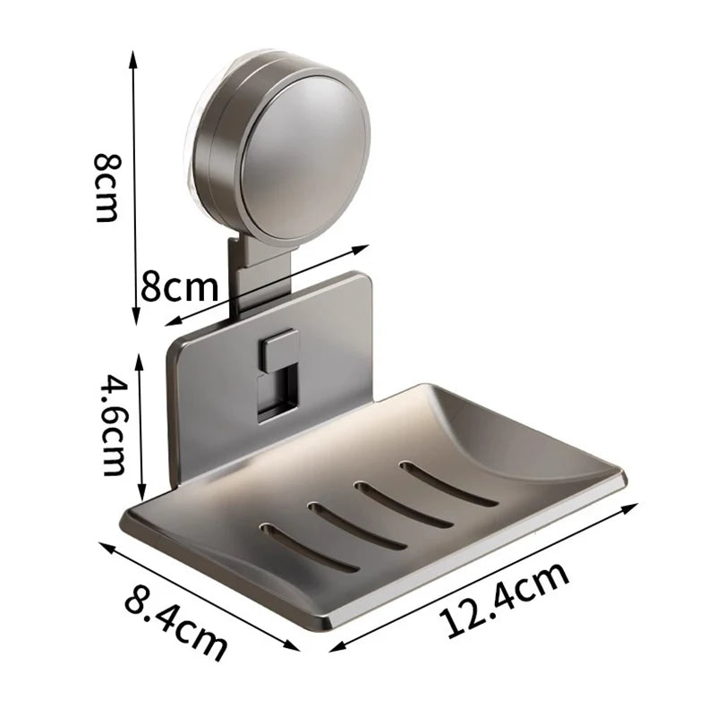 Suction Cup Soap Holder - No-Drill Wall-Mounted Bathroom Soap Dish with Drainage
