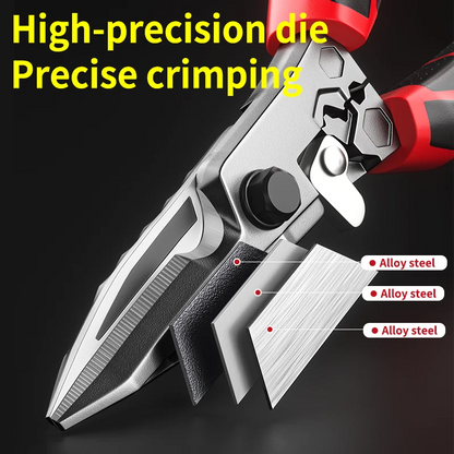 Multi-Functional Electrician Scissors - Wire Cutting, Crimping & Wrench Tool for Cable and Metal Sheets