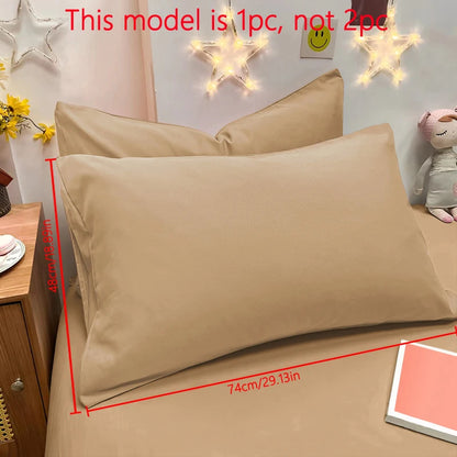 Matte Solid Color Pillowcase - Soft Pocket Sealed Bedroom Bedding Cover