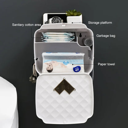 Portable Toilet Paper Holder - Wall-Mounted Bathroom Tissue Dispenser & Storage Box