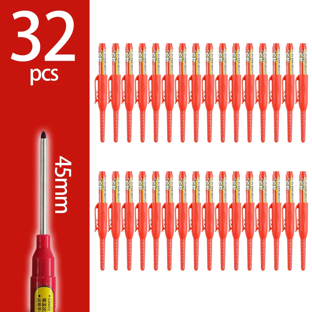 45mm Deep-Hole Carpenter Marker Pen - Long-Nib Woodworking Marking Pen for Measuring & Construction