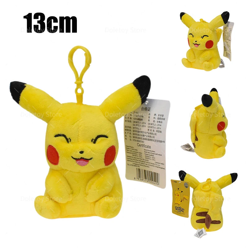 Original Pokémon Plush Keychain – Pikachu, Eevee, Charmander, Squirtle, Mew, Snorlax, Jigglypuff Cute Cartoon Doll Toy Gift for Kids