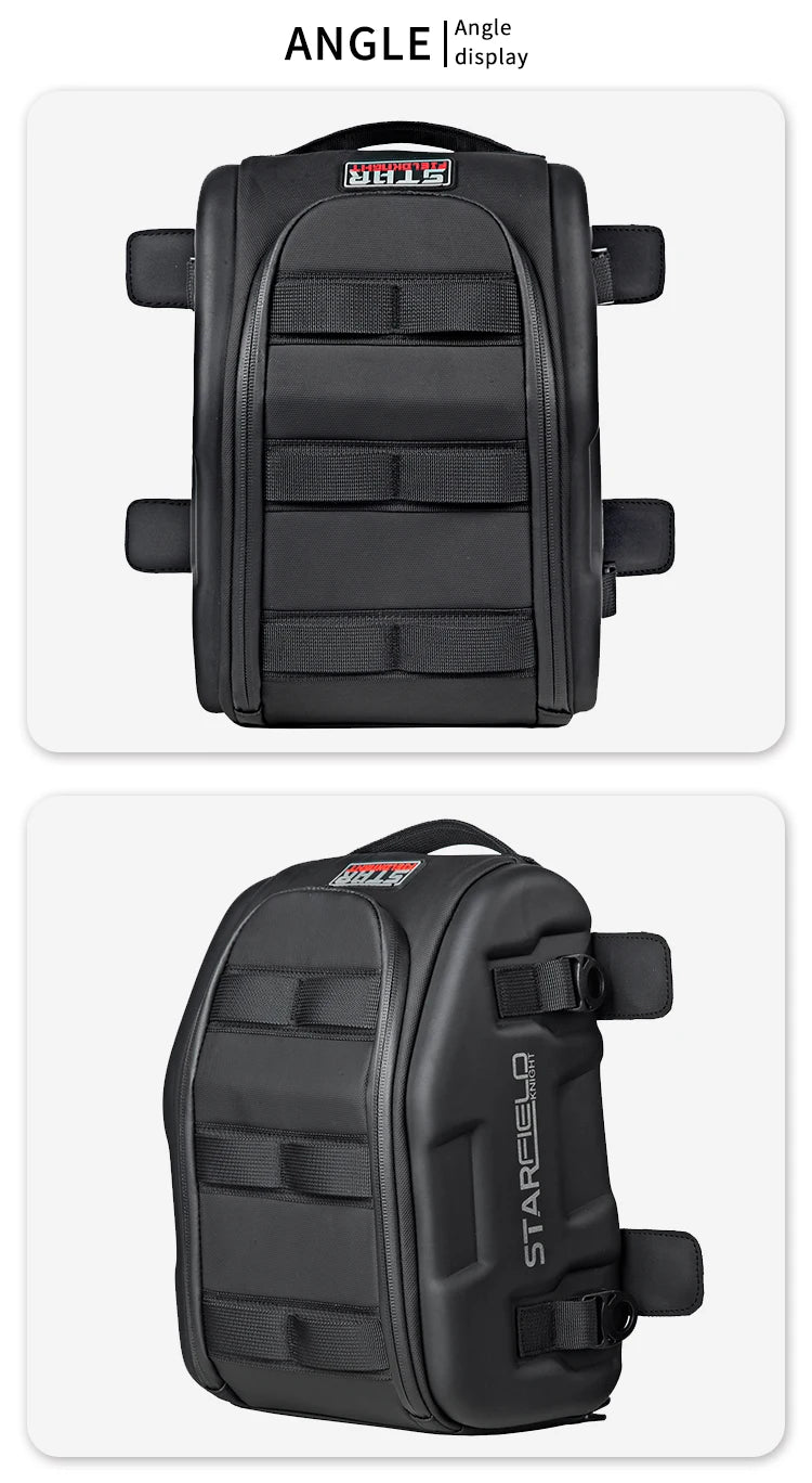 Waterproof Motorcycle Seat Back Bag – Large Capacity Hard Tail Box Luggage for Racing & Riding, Black Fuel Tank Motorbike Storage