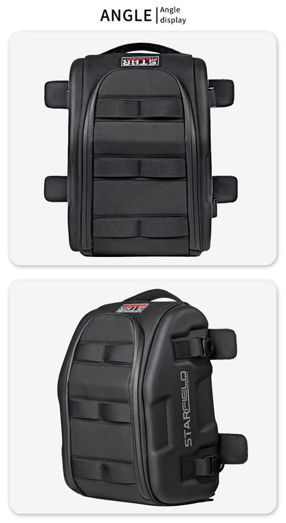 Waterproof Motorcycle Seat Back Bag – Large Capacity Hard Tail Box Luggage for Racing & Riding, Black Fuel Tank Motorbike Storage