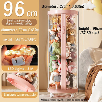 Transparent Doll & Plush Toy Storage Box — DIY Zipper Organizer Tube for Kids’ Toys, Christmas Gift, and Home Use