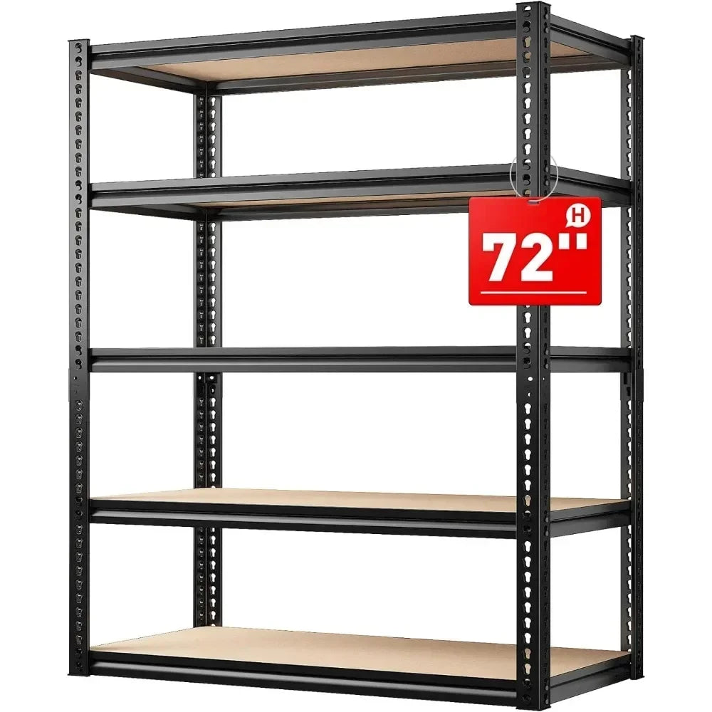 72" Heavy Duty Garage Shelving – 5-Tier Adjustable Metal Storage Shelves, 2000LBS Capacity