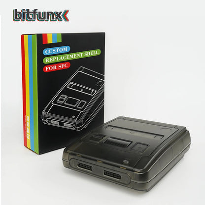 Bitfunx Transparent Replacement Case for SFC/Super Famicom – Clear Shell for Super NES Game Console