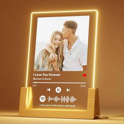 Customized Spotify Music Plaque – Personalized Acrylic Photo Frame Lamp for Anniversary, Birthday & Romantic Gifts