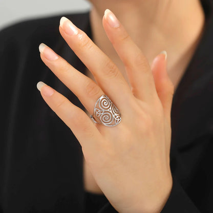 Triskelion Amulet Adjustable Ring – Celtic Knot Stainless Steel Ring for Men & Women, Wicca Vintage Jewelry Gift