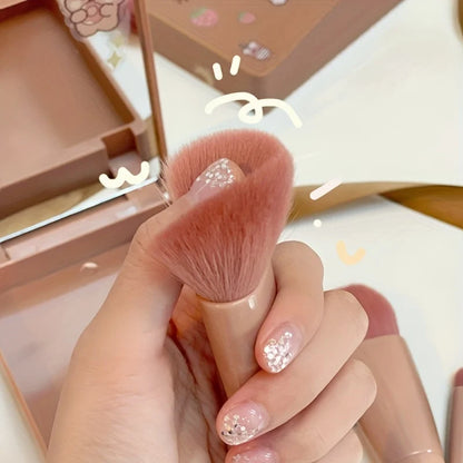 5Pcs Portable Makeup Brush Set - Foldable Travel Kit with Mirror Mini Cosmetic Brushes for Beauty On The Go