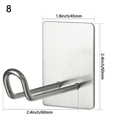 Stainless Steel Wall-Mounted Robe Hook - Rustproof Adhesive Towel and Coat Hanger for Bathrooms and Kitchens