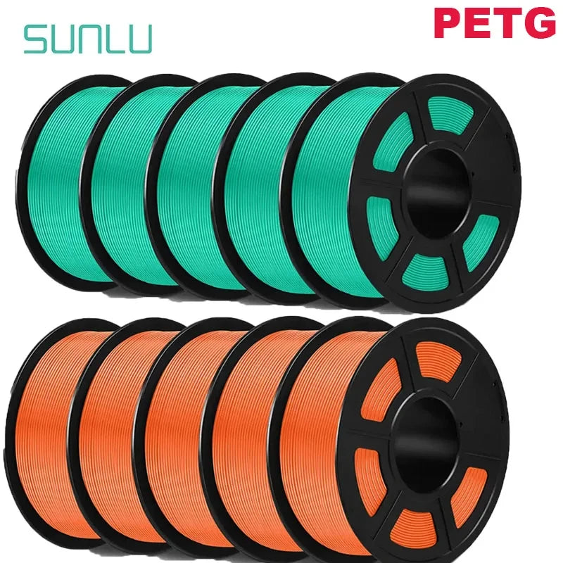 SUNLU PLA/PETG/PLA+ 3D Printer Filament Bundle – 10 Rolls 1KG Each, 1.75mm Neatly Wound Filament for 3D Printing (EU/US)