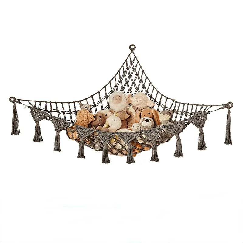 Triangle Toy Net - Plush Toy Storage Corner Hanging Cotton Rope Hand-Woven Hammock