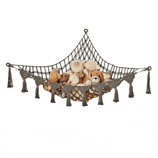 Triangle Toy Net - Plush Toy Storage Corner Hanging Cotton Rope Hand-Woven Hammock