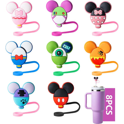 8PCS Cute Mouse Straw Covers - 10mm Straw Toppers for Stanley 20/30/40oz Cups