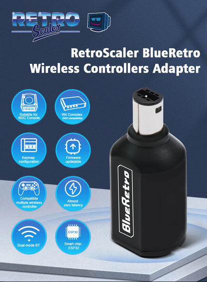 RetroScaler BlueRetro Wireless Adapter – GameCube NGC Controller to PS3/PS4/PS5 & Switch Pro / Gamesir T4 Pro